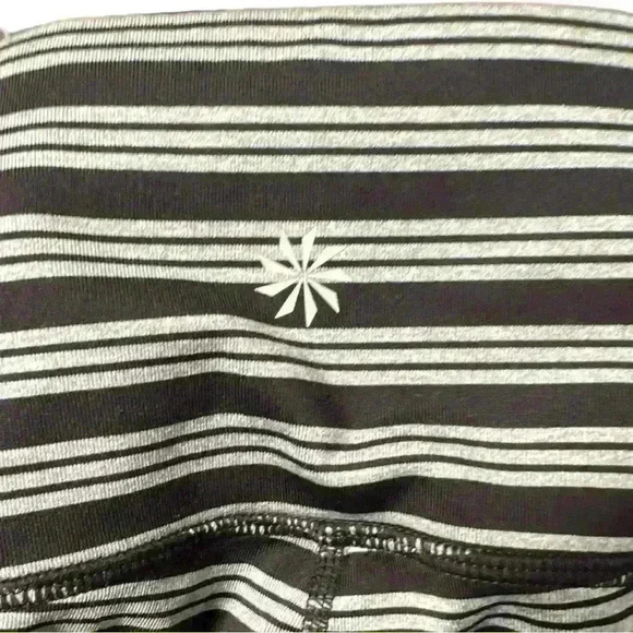 Athleta Chaturanga Striped Capri Body Cropped Leggings S black & gray - Picture 3 of 6